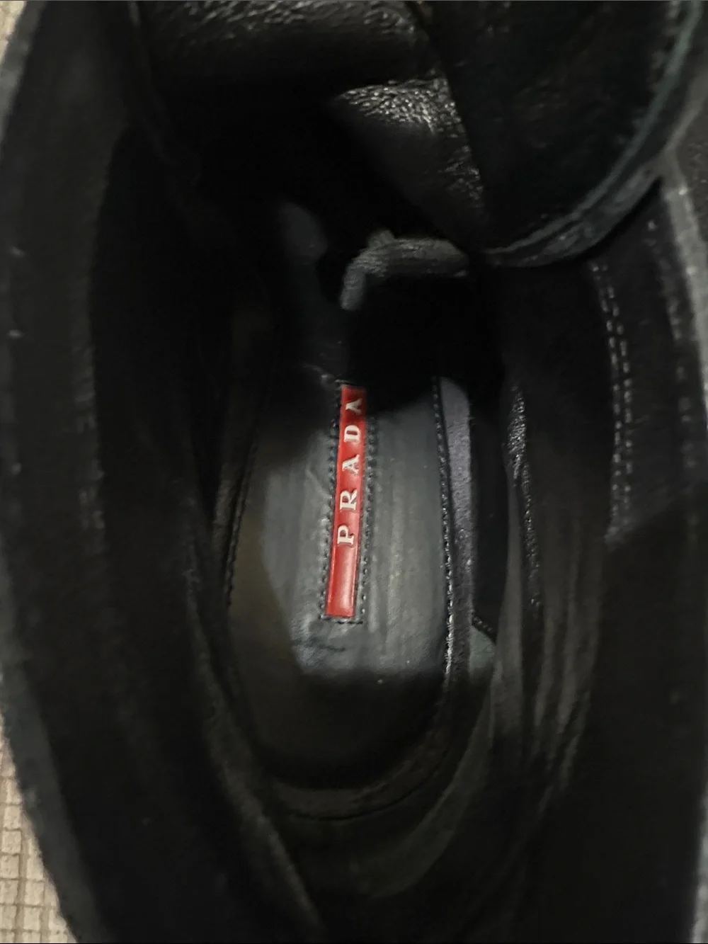 Y2K Prada sport women’s 6 Black Suede wedge lace up Booties.